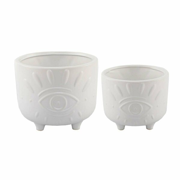 Conservatorio 6IN & 4.75 IN TEXT Relax CERAMIC FOOTED PLANTER, SET OF 2 CO2970915